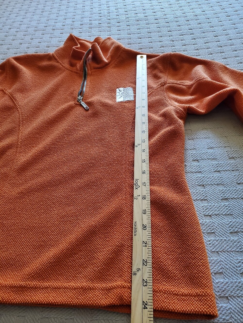 Antero Vintage 1/4 Zip Orange Fleece Pullover Jacket Sun Logo Activewear - Picture 6 of 11
